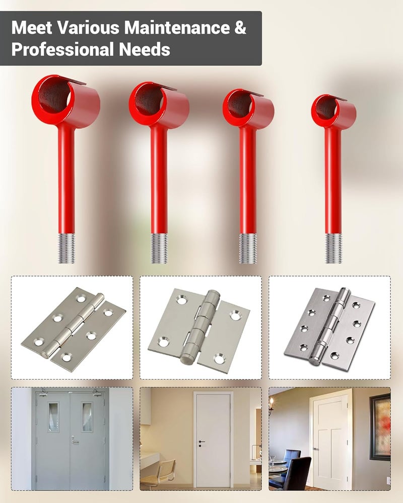 Tofcbye Hinge Gap Adjustment Wrench Set, Heavy Door Hinge Adjustment Tool （Threaded Link）, 4 PCS Hinge Gap Adjusting Wrench, Multi-Size Precision Tool Kit for Door and Cabinet Alignment（Red） - Image 5